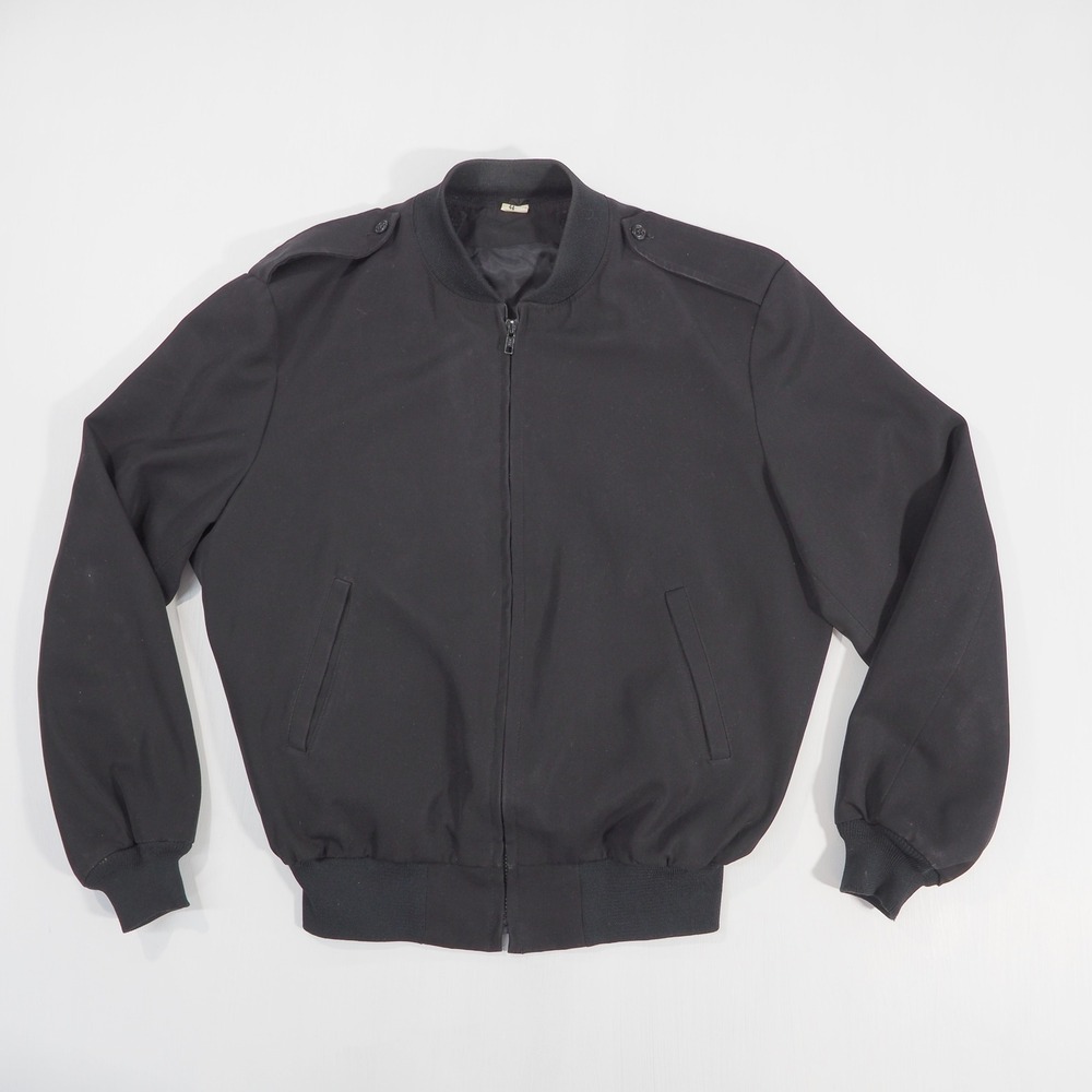 Vintage Neptune Garment Co Bomber Jacket Mens 44 Black Poly Wool Military Spec